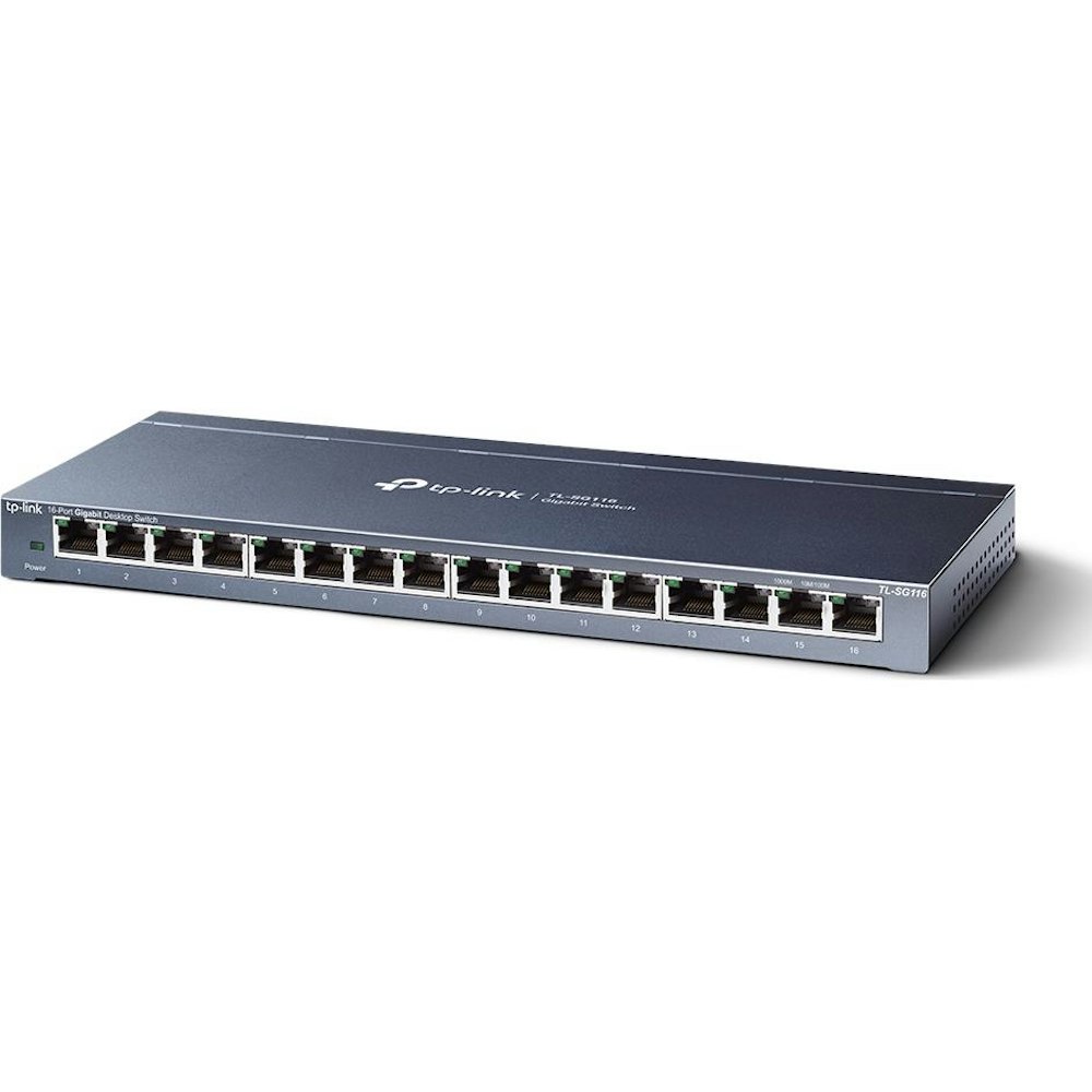 A large main feature product image of TP-Link SG116 - 16-Port Gigabit Desktop Switch