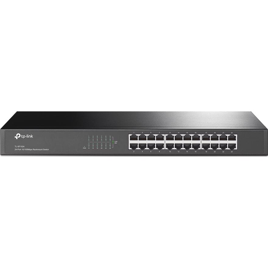 A large main feature product image of TP-Link SF1024 - 24-Port 10/100Mbps Rackmount Switch