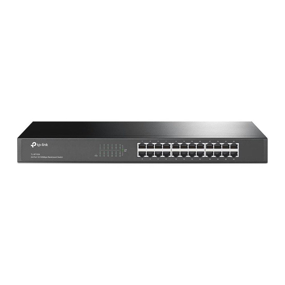 A large main feature product image of TP-Link SF1024 - 24-Port 10/100Mbps Rackmount Switch