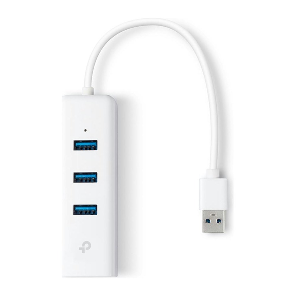 A large main feature product image of TP-Link UE330 - 3-Port USB 3.0 Hub with Gigabit Ethernet Adapter