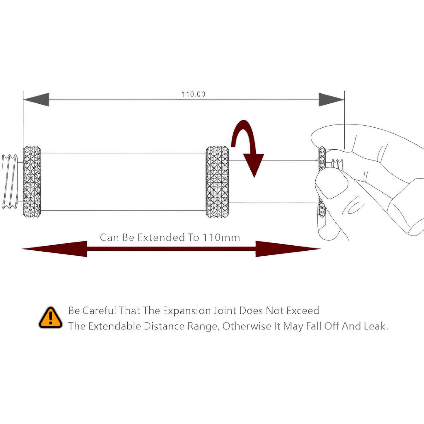 A large main feature product image of Bykski G1/4" 83-110mm Expansion Joint (Black)