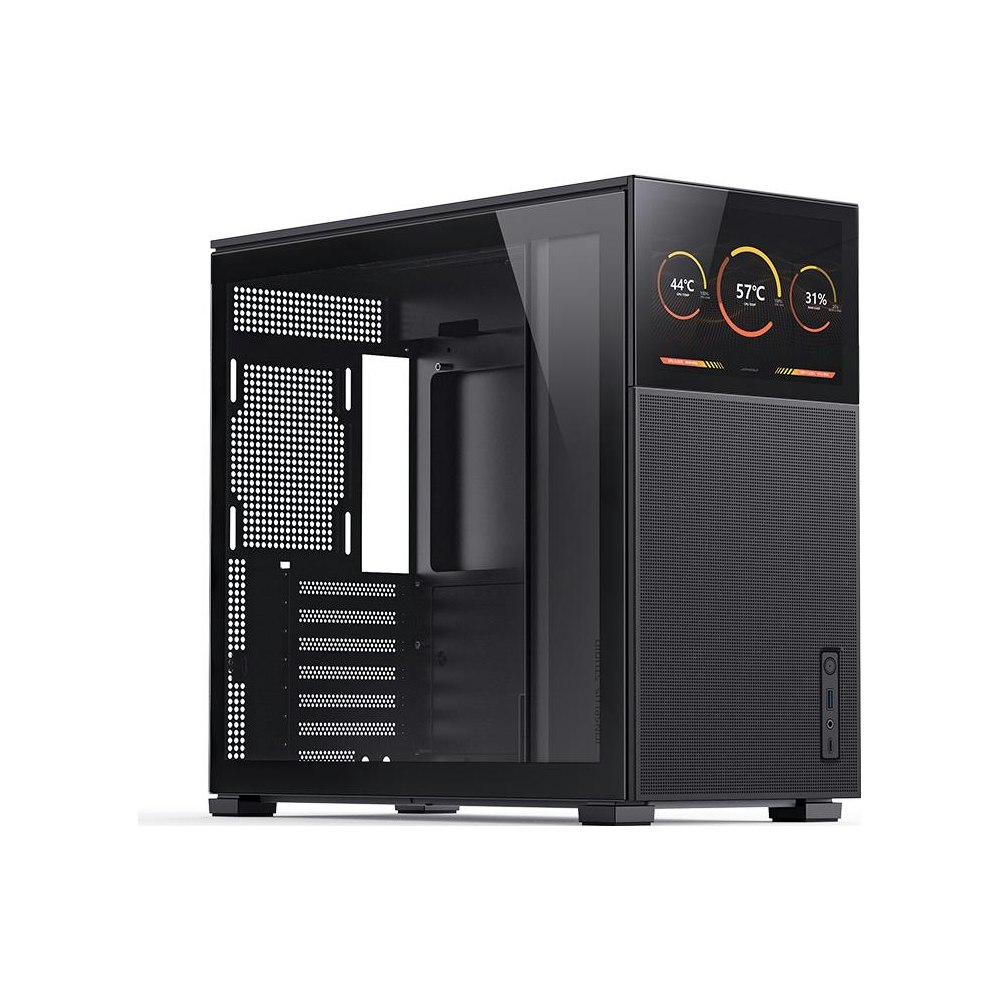 A large main feature product image of Jonsbo D41 MESH 35.4L Compact ATX Case w/ LCD (Black)
