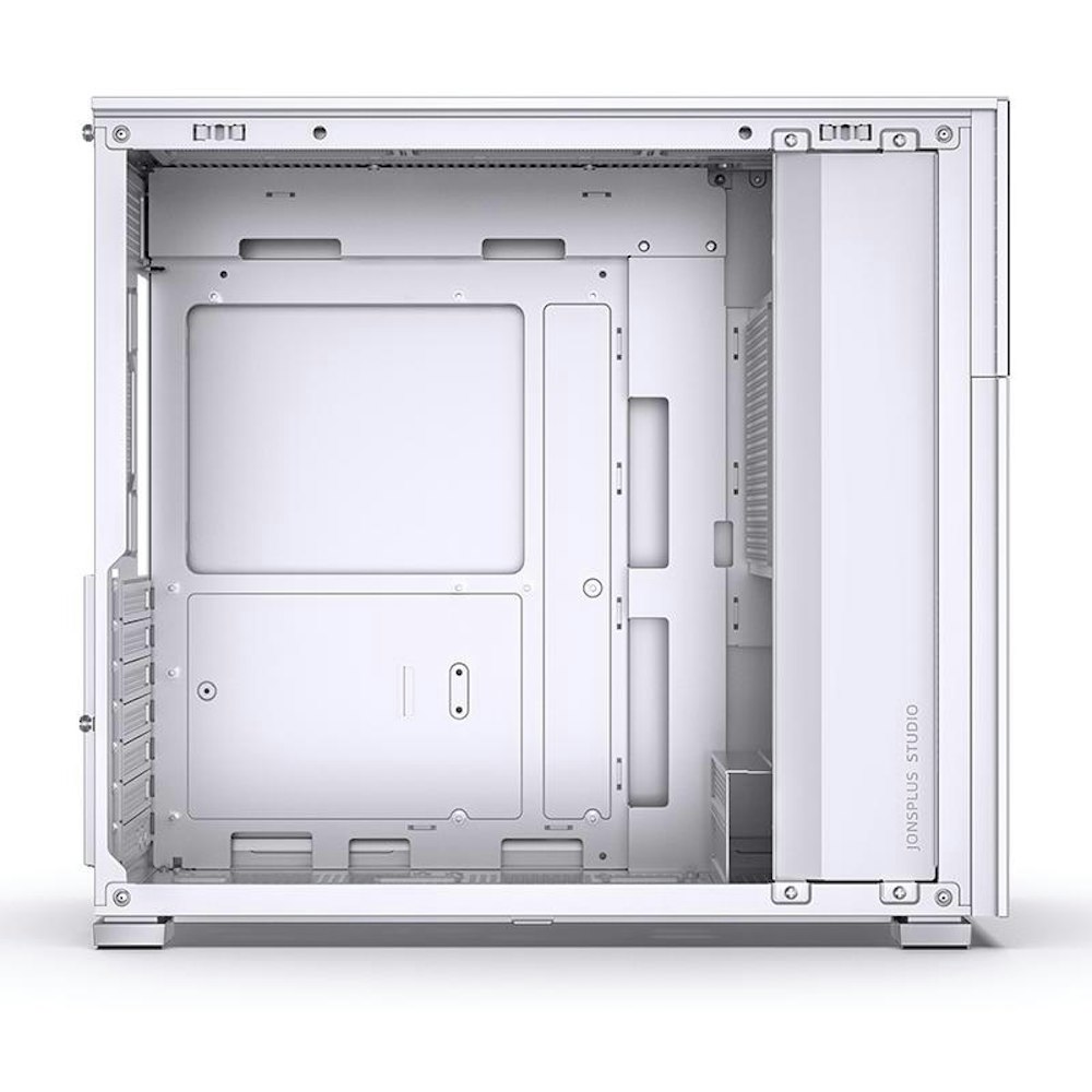 A large main feature product image of Jonsbo D41 Mesh ATX Case w/ LCD - White