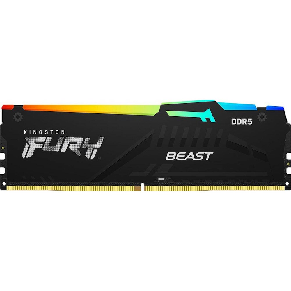 A large main feature product image of Kingston 64GB Kit (2x32GB) DDR5 Fury Beast RGB C40 6000MHz - Black