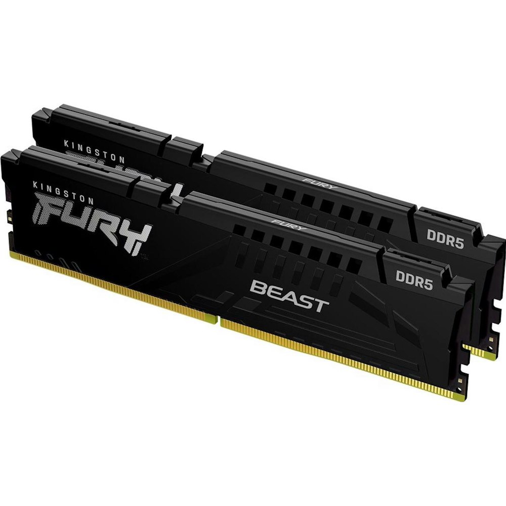 A large main feature product image of Kingston 64GB Kit (2x32GB) DDR5 Fury Beast AMD EXPO C36 6000MHz - Black