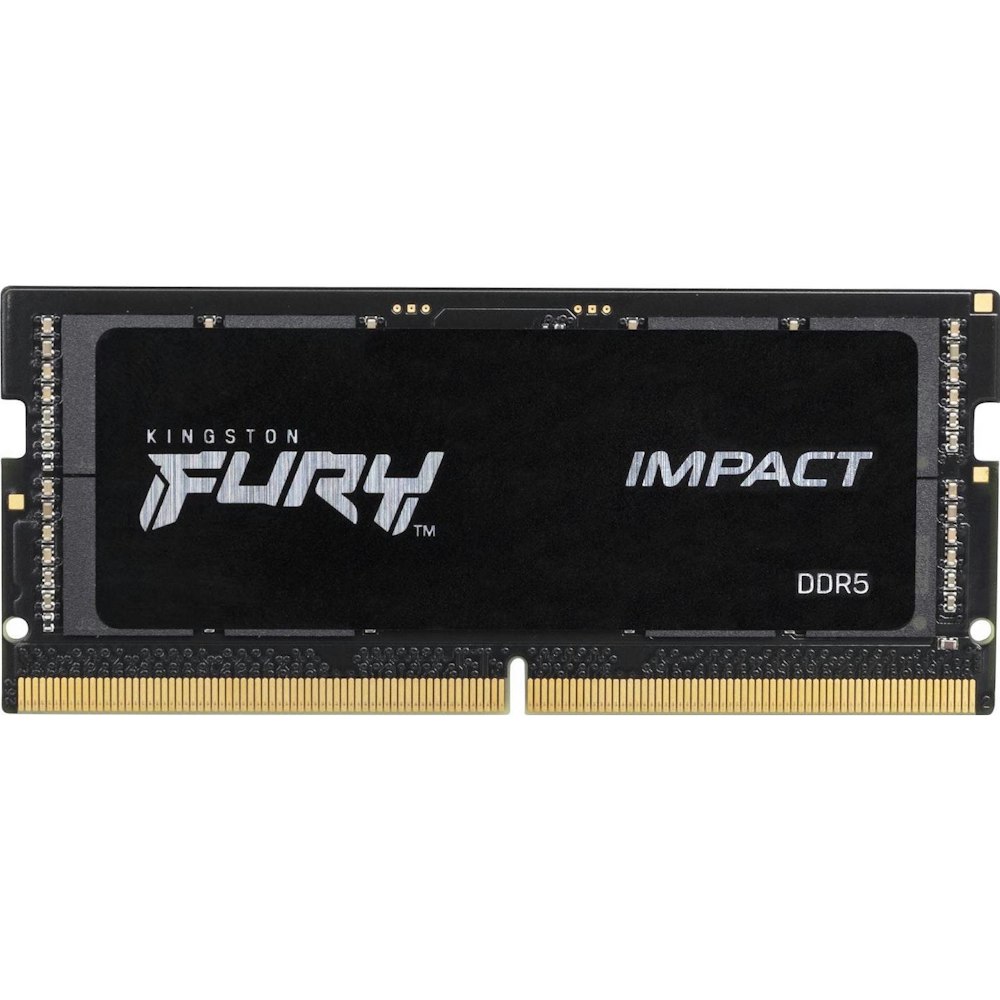 A large main feature product image of Kingston 32GB Single (1x32GB) DDR5 Fury Impact SO-DIMM C40 5600MHz - Black