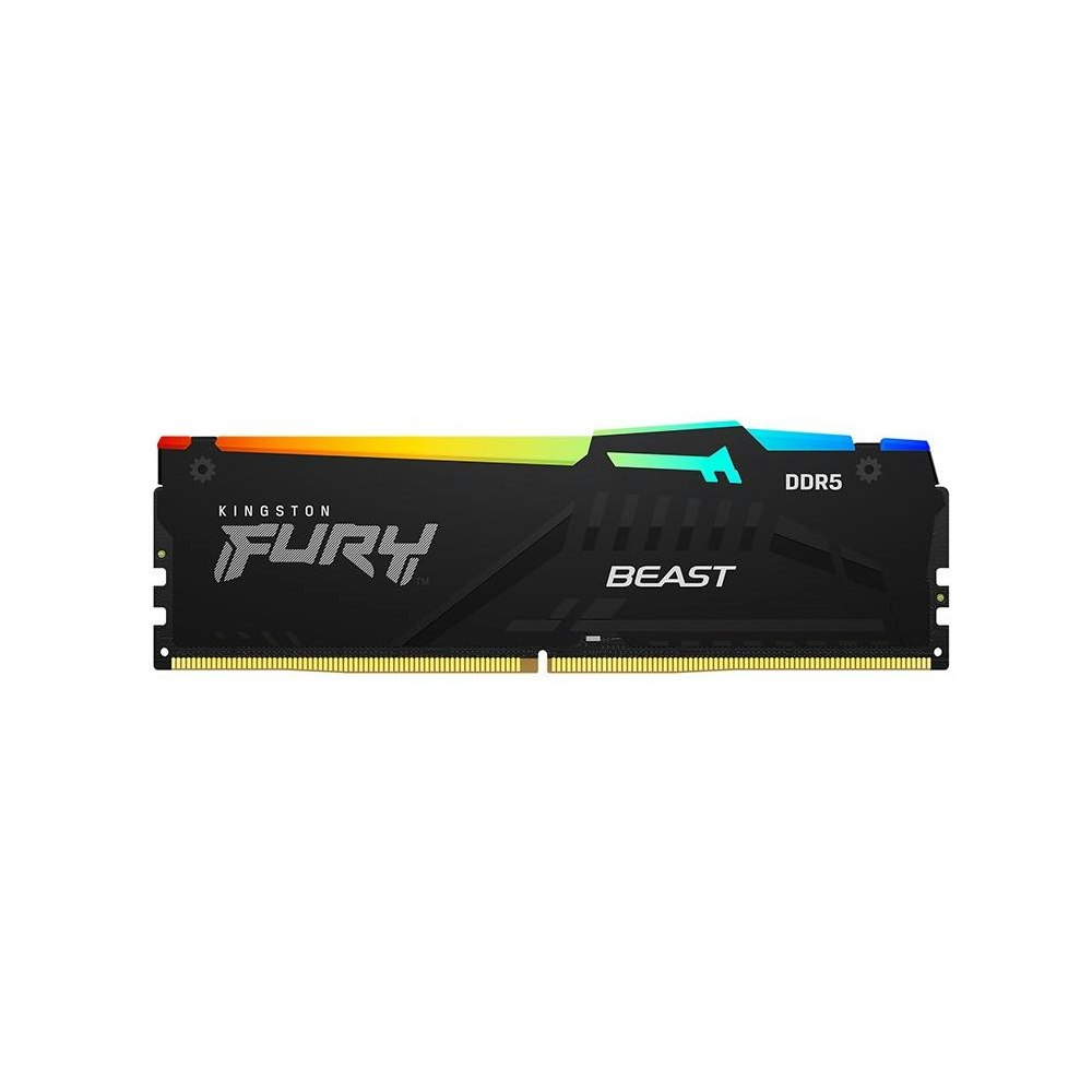 A large main feature product image of Kingston 32GB Kit (2x16GB) DDR5 Fury Beast RGB C40 6000MHz - Black