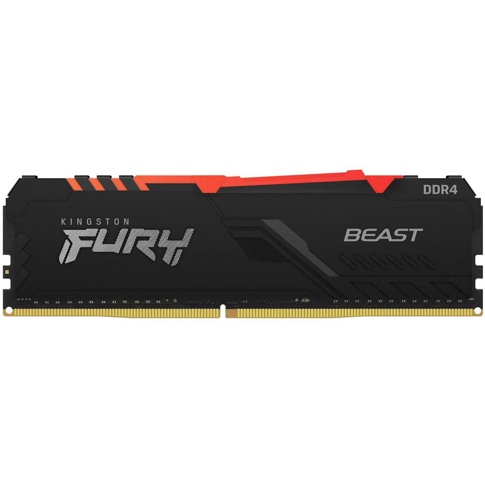 A large main feature product image of Kingston 32GB Kit (2x16GB) DDR4 Fury Beast RGB C16 3200MHz - Black