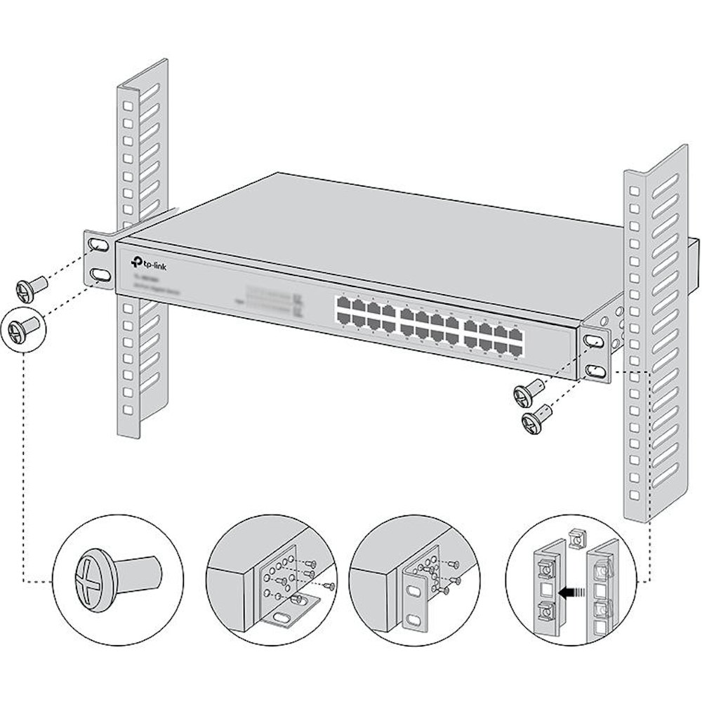 A large main feature product image of TP-Link Rack Mount Kit for 19-inch Switches 