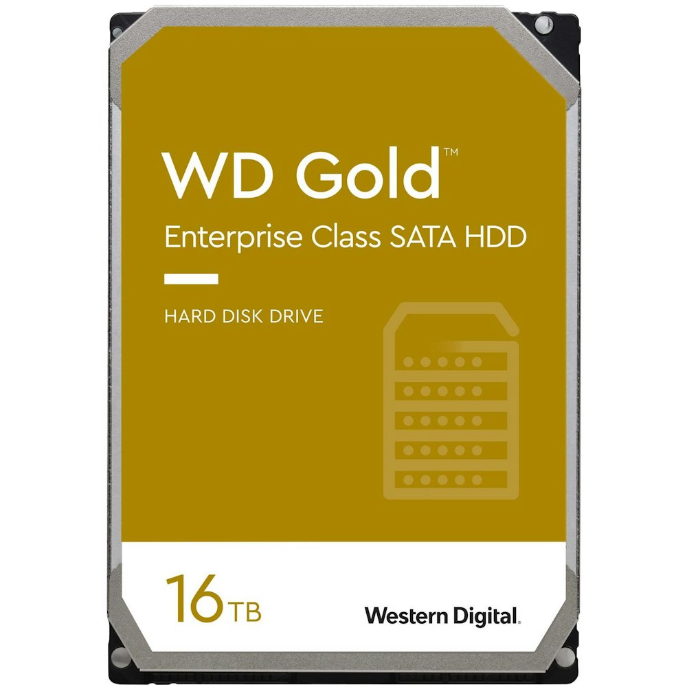 A large main feature product image of WD Gold 3.5" Enterprise Class HDD - 16TB 512MB