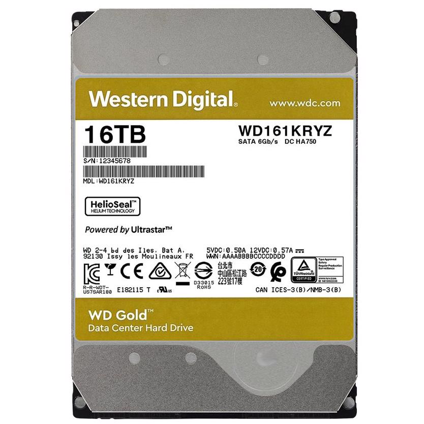 A large main feature product image of WD Gold 3.5" Enterprise Class HDD - 16TB 512MB