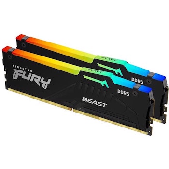 Product image of Kingston 16GB Kit (2x8GB) DDR5 Fury Beast RGB C36 5600MHz - Black - Click for product page of Kingston 16GB Kit (2x8GB) DDR5 Fury Beast RGB C36 5600MHz - Black