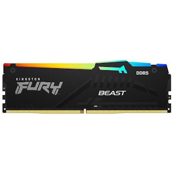 Product image of Kingston 16GB Kit (2x8GB) DDR5 Fury Beast RGB C36 5600MHz - Black - Click for product page of Kingston 16GB Kit (2x8GB) DDR5 Fury Beast RGB C36 5600MHz - Black