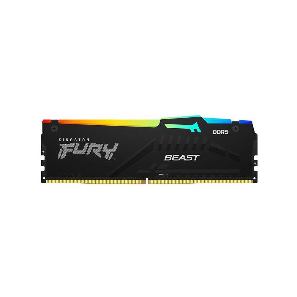 A large main feature product image of Kingston 16GB Kit (2x8GB) DDR5 Fury Beast RGB C36 5600MHz - Black