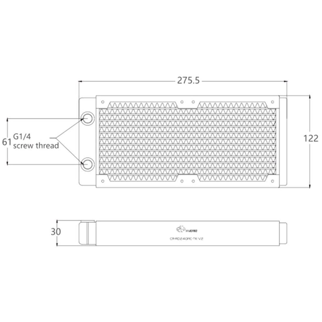 A large main feature product image of Bykski RC-TN Series 240 x 30mm Thin Radiator (Black)