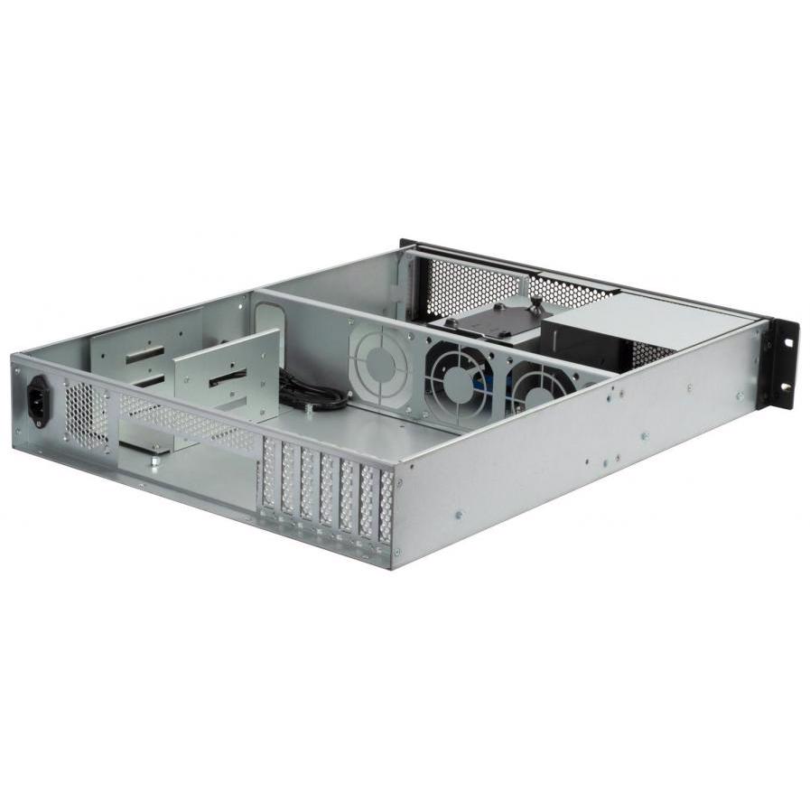 A large main feature product image of SilverStone RM23-502 2U Rackmount Case