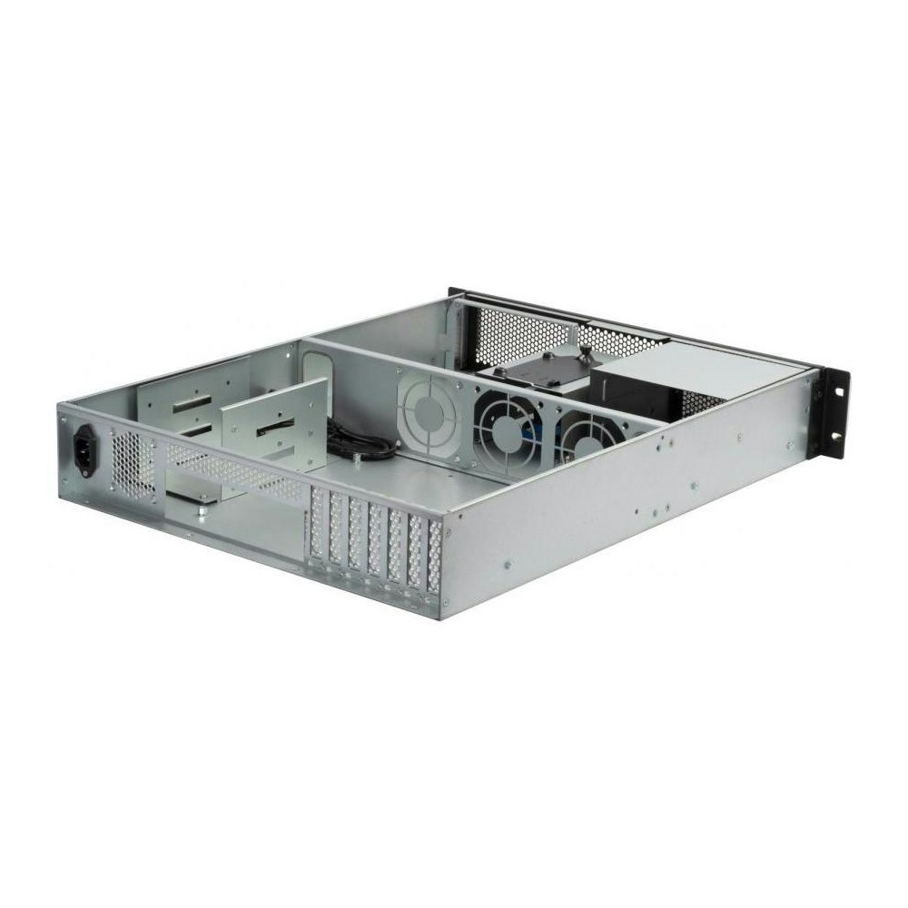 A large main feature product image of SilverStone RM23-502 2U Rackmount Case - Black
