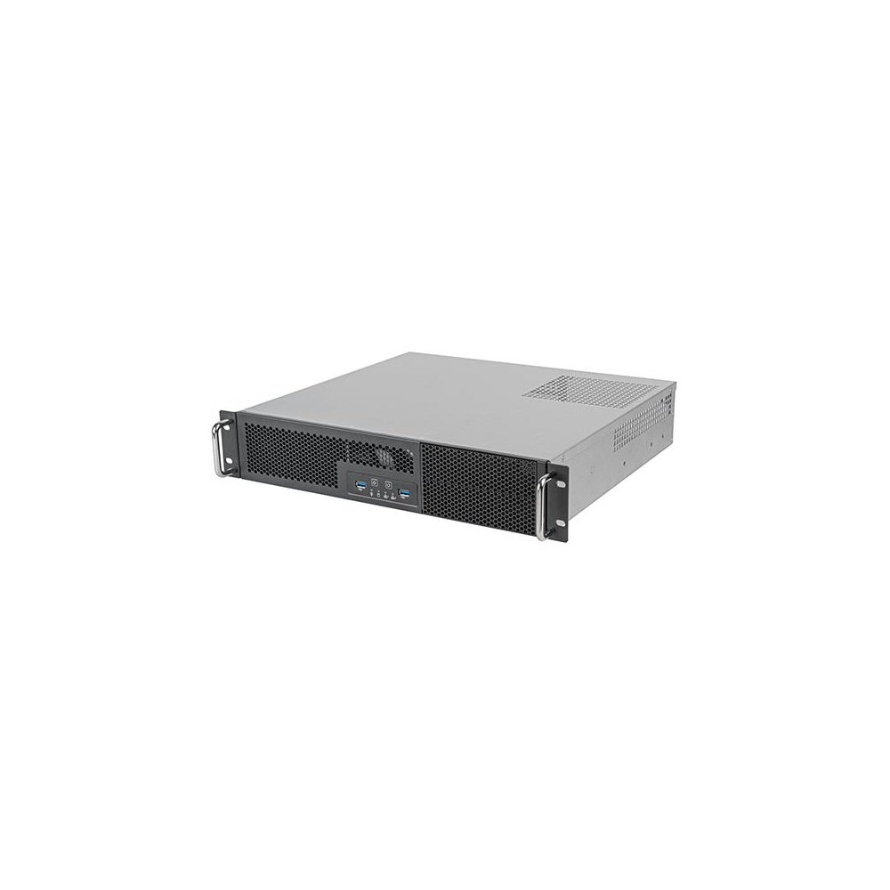 A large main feature product image of SilverStone RM23-502 Mini 2U Rackmount Case - Black