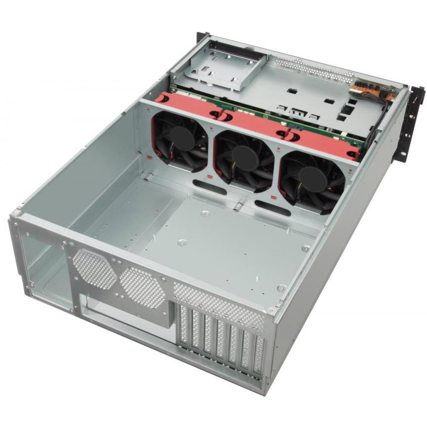 A large main feature product image of SilverStone RM43-320-RS 4U Rackmount Case