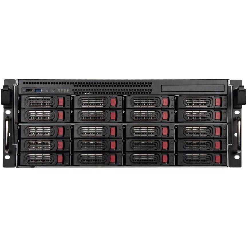 A large main feature product image of SilverStone RM43-320-RS 4U Rackmount Case