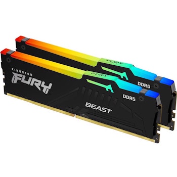 Product image of Kingston 16GB Kit (2x8GB) DDR5 Fury Beast RGB C40 6000MHz - Black - Click for product page of Kingston 16GB Kit (2x8GB) DDR5 Fury Beast RGB C40 6000MHz - Black