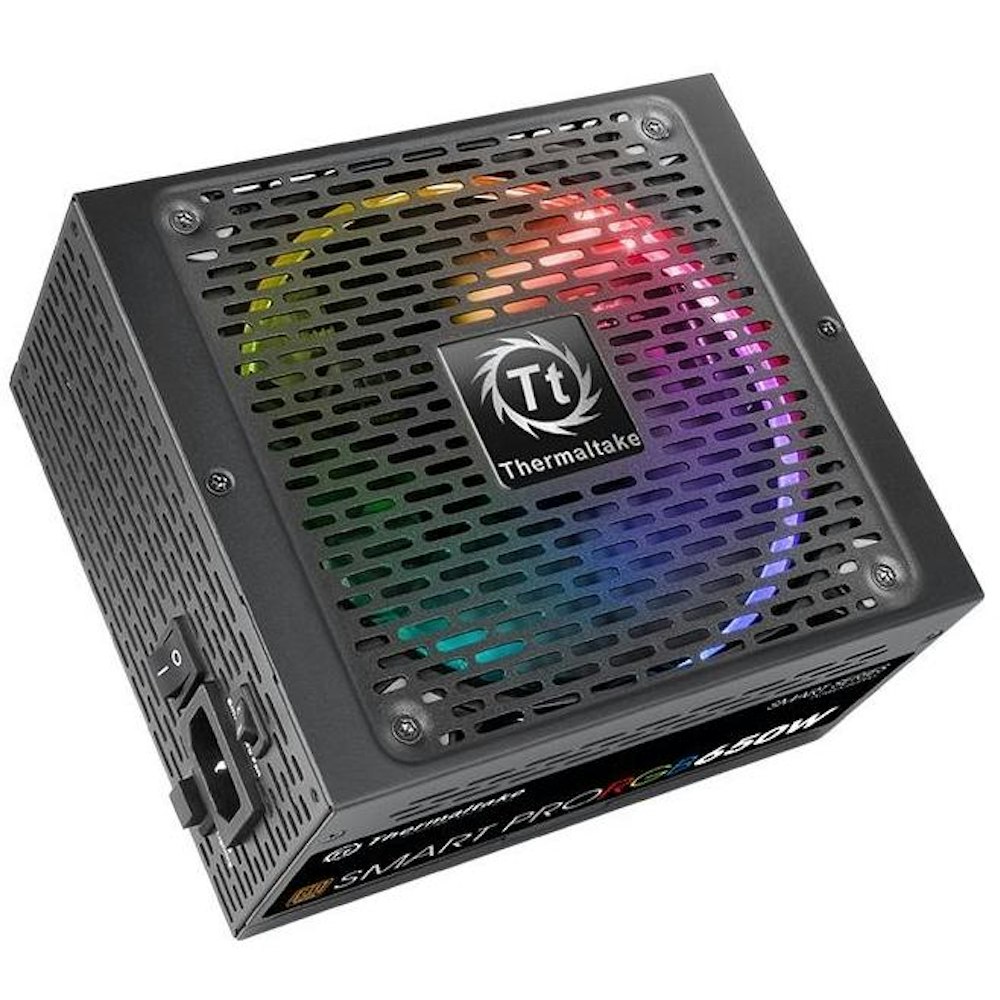 A large main feature product image of Thermaltake Smart Pro RGB - 650W 80PLUS Bronze ATX Modular PSU