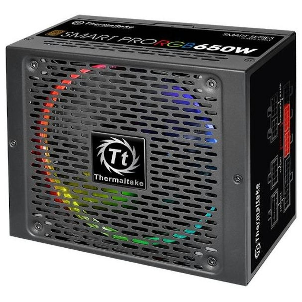 A large main feature product image of Thermaltake Smart Pro RGB - 650W 80PLUS Bronze ATX Modular PSU