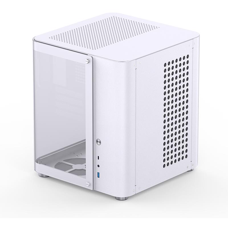 A large main feature product image of Jonsbo TK-1 Micro Tower mATX Case (White)