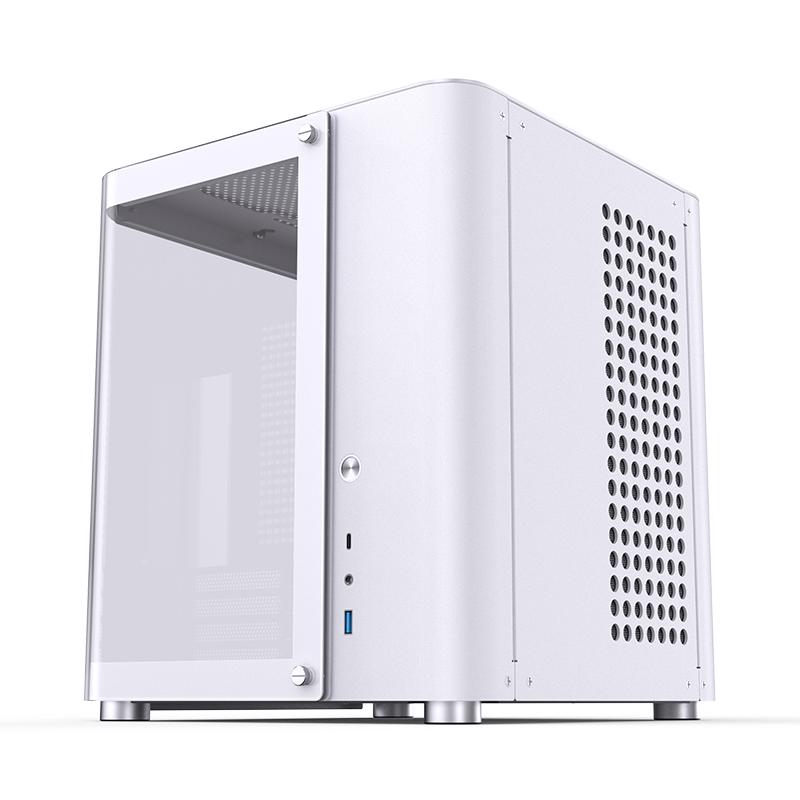 A large main feature product image of Jonsbo TK-1 Micro Tower mATX Case (White)