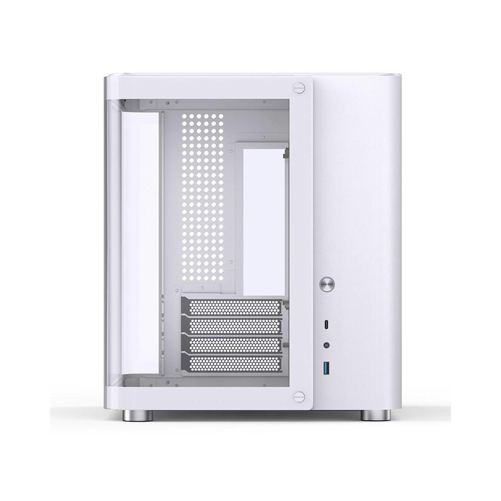 A large main feature product image of Jonsbo TK-1 Micro Tower mATX Case (White)