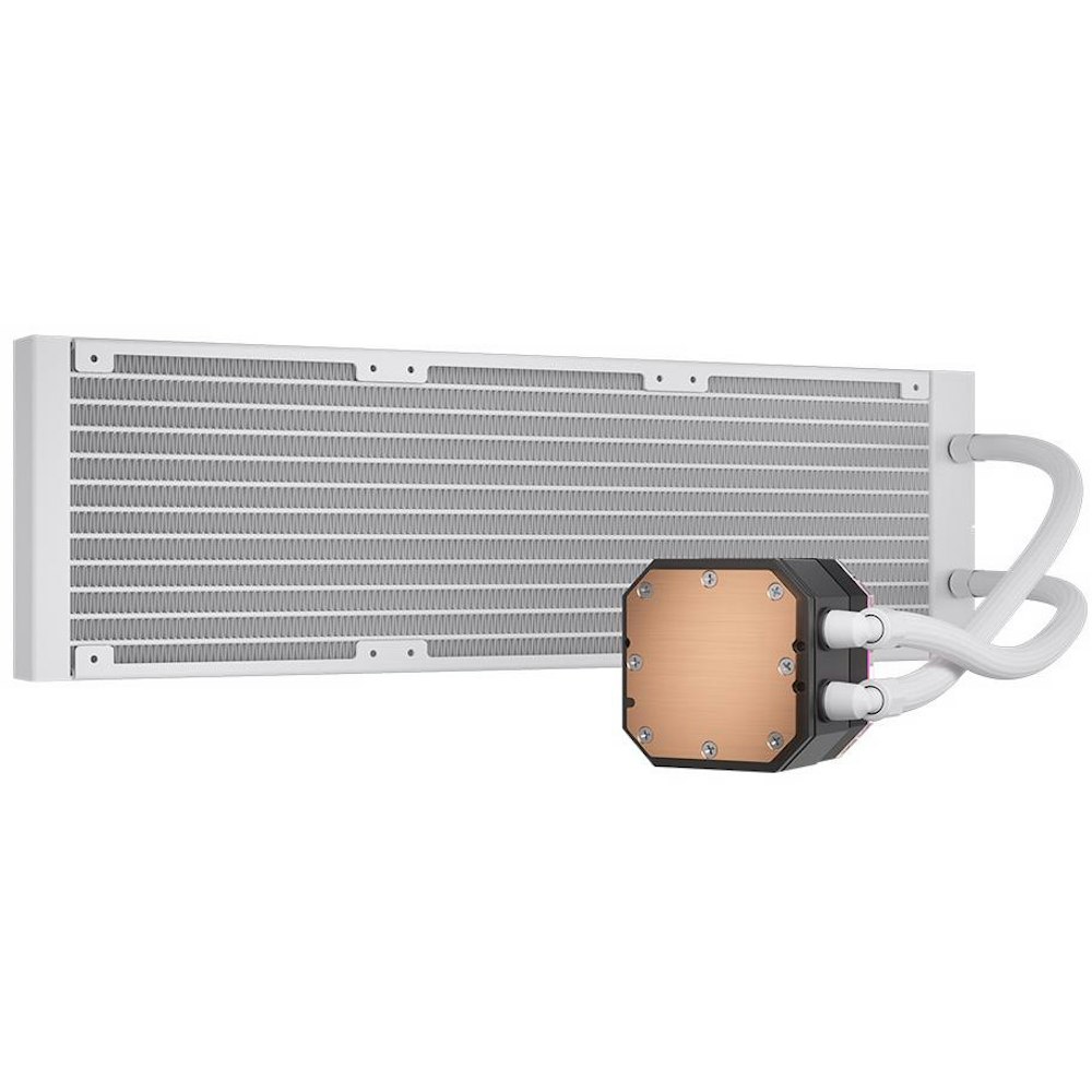 A large main feature product image of Corsair iCUE H150i ELITE CAPELLIX XT Liquid CPU Cooler - White
