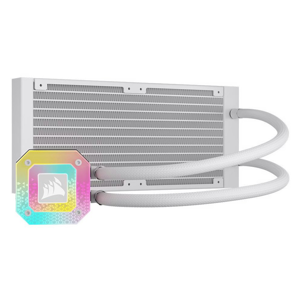 A large main feature product image of Corsair iCUE H100i ELITE CAPELLIX XT - 240mm AIO Liquid CPU Cooler (White)