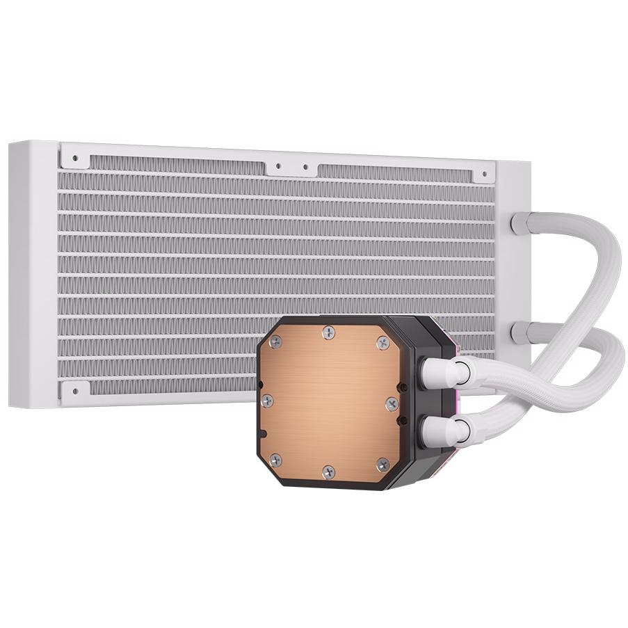 A large main feature product image of Corsair iCUE H100i ELITE CAPELLIX XT - 240mm AIO Liquid CPU Cooler (White)