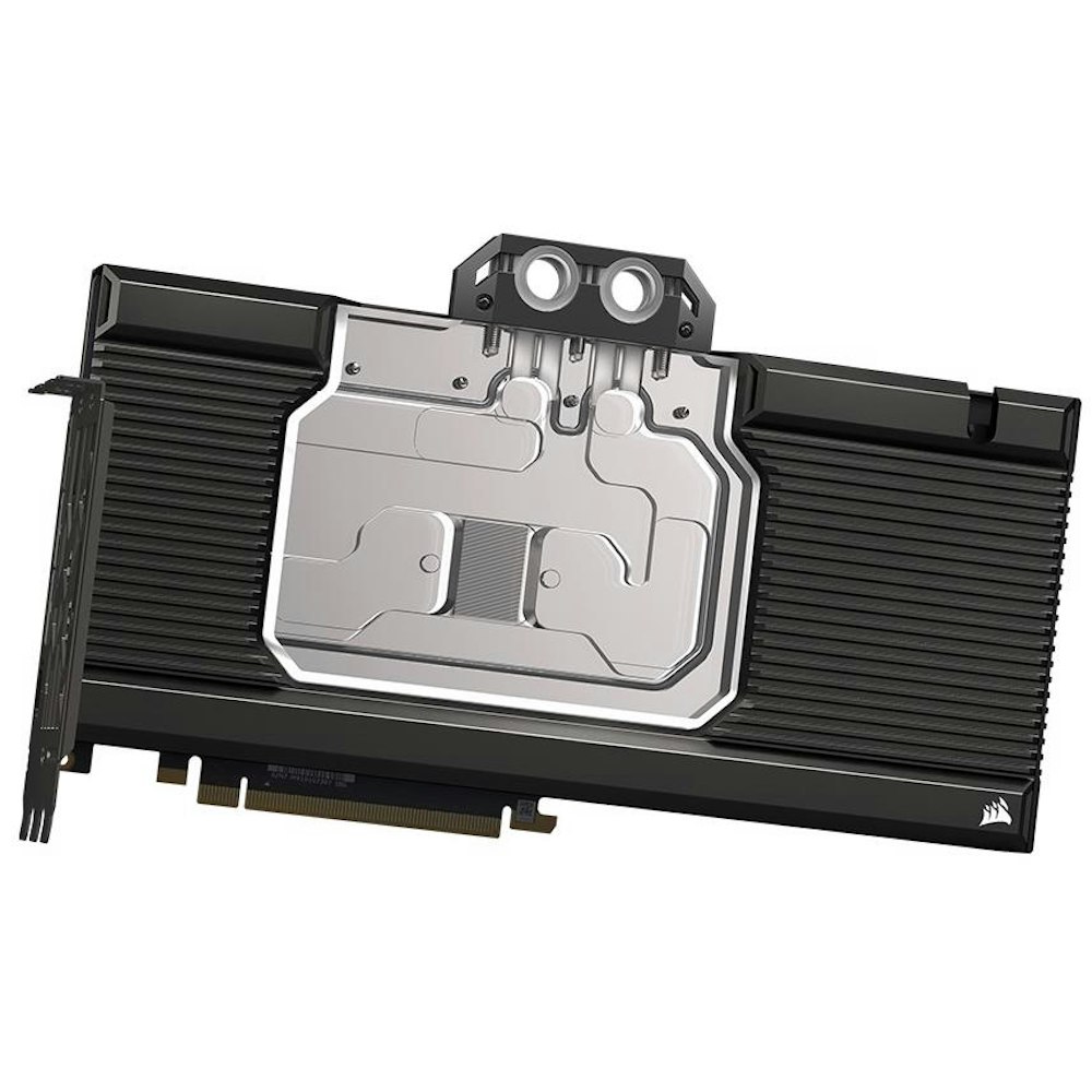 A large main feature product image of Corsair Hydro X Series XG7 RGB (4090 TRIO) GPU Water Block