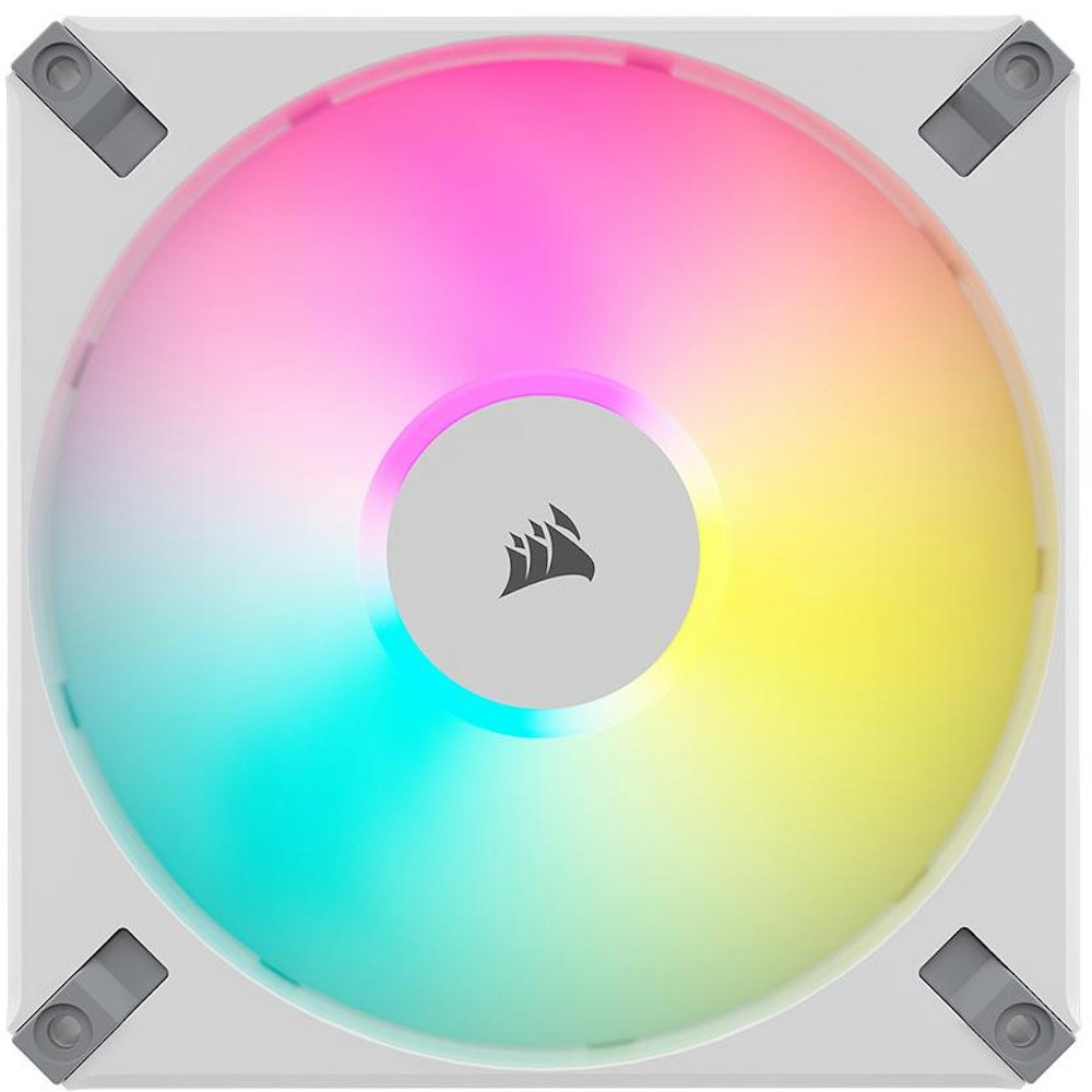 A large main feature product image of Corsair iCUE AF140 RGB ELITE 140mm PWM Fan - White