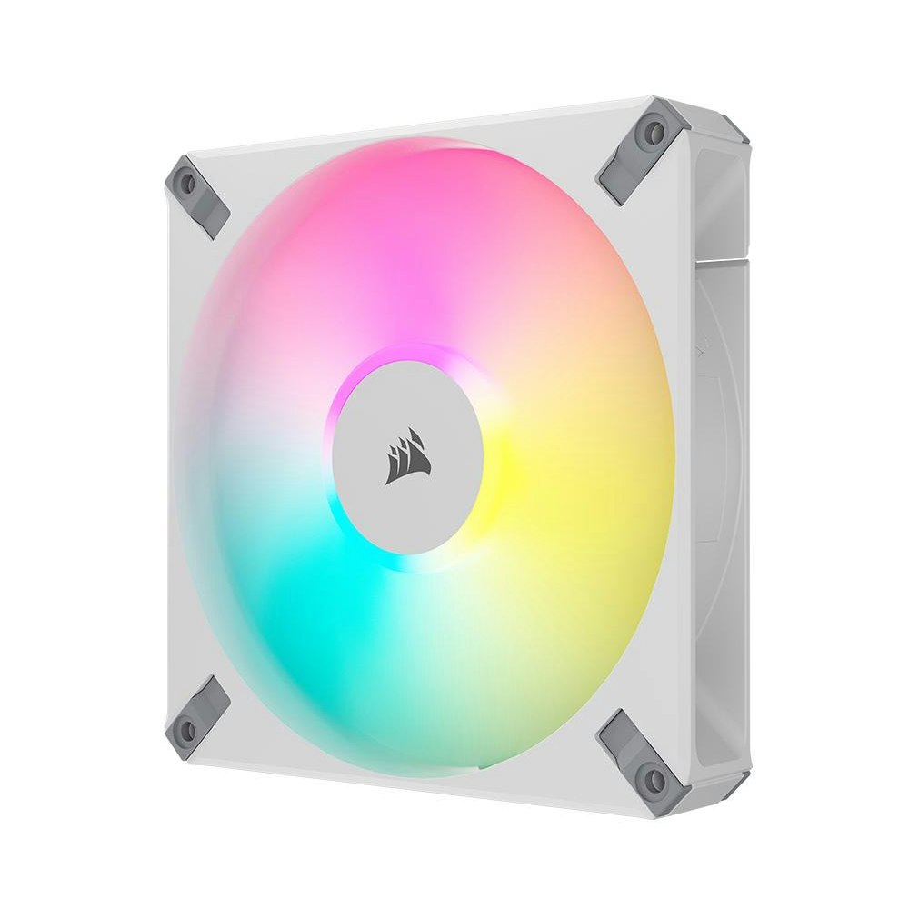 A large main feature product image of Corsair iCUE AF140 RGB ELITE 140mm PWM Dual Fan Kit - White