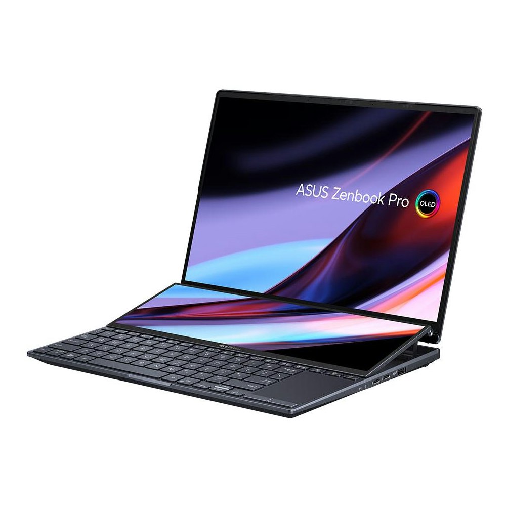 A large main feature product image of ASUS Zenbook Pro Duo UX8402VU-P1024X 14.5" 13th Gen i9 RTX 4050 Windows 11 Pro Notebook 