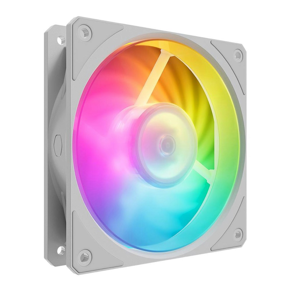A large main feature product image of Cooler Master Mobius 120P ARGB White Edition Case Fan