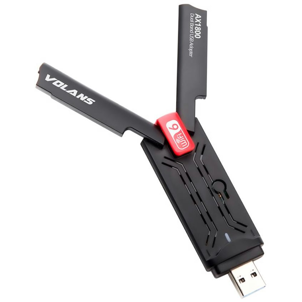 A large main feature product image of Volans AX1800 Wi-Fi 6 USB Adapter