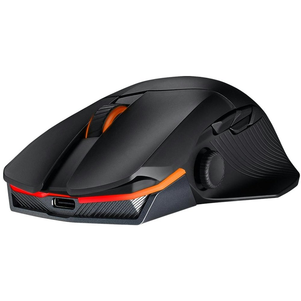 A large main feature product image of ASUS ROG Chakram X Origin Wireless Gaming Mouse