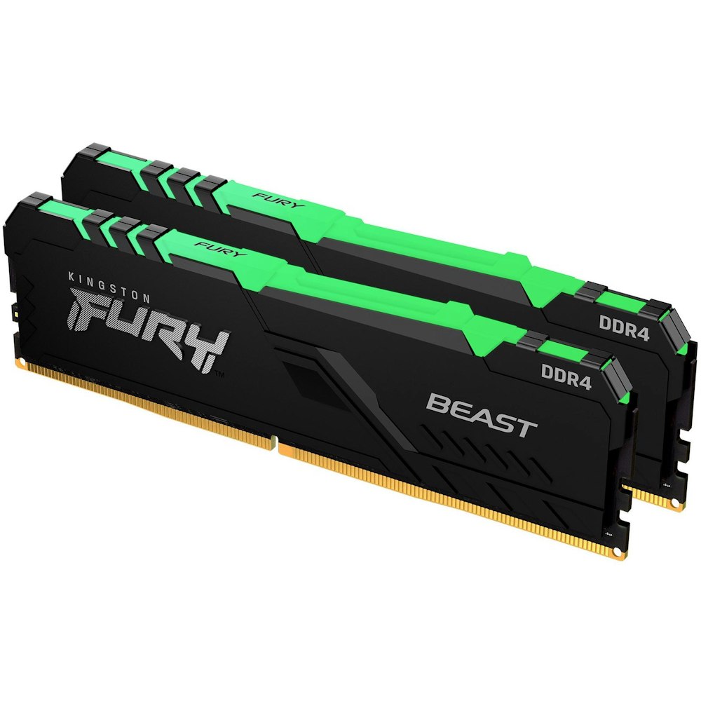 A large main feature product image of Kingston 32GB Kit (2x16GB) DDR4 Fury Beast RGB C16 2666MHz - Black