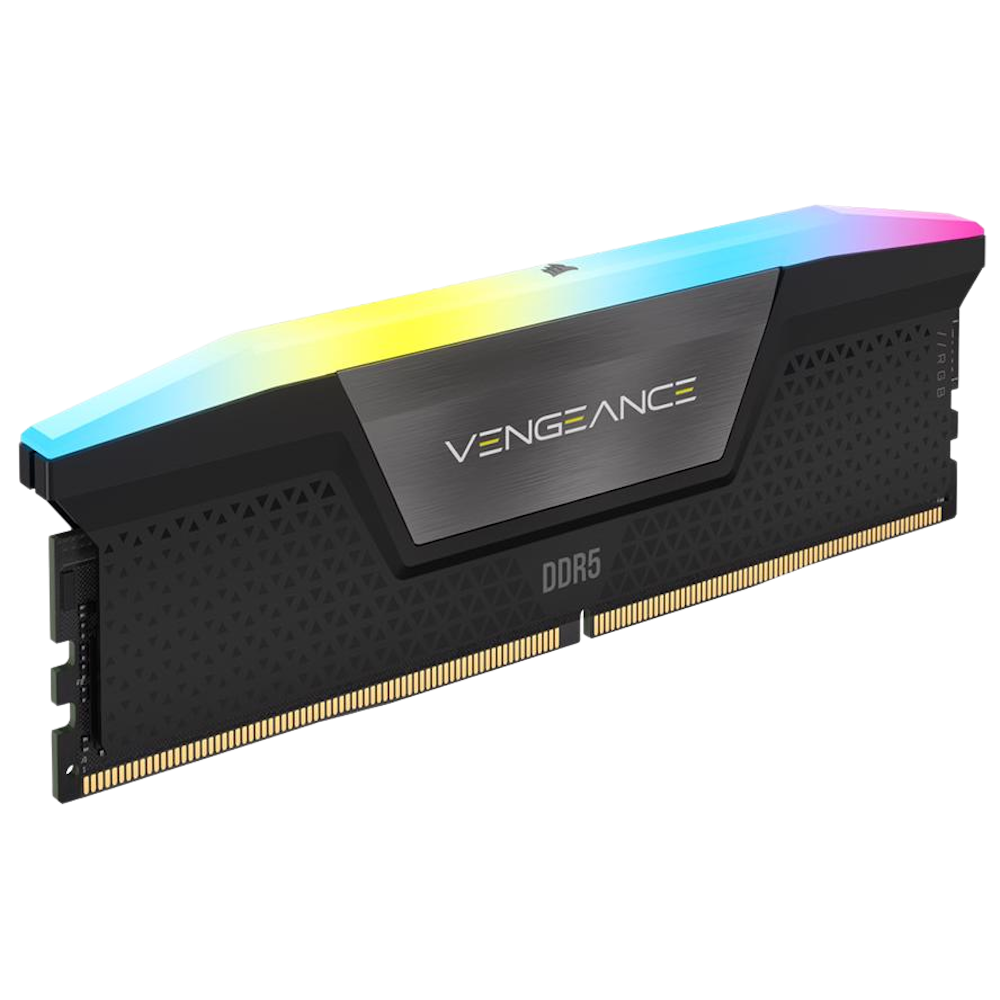 A large main feature product image of Corsair 32GB Kit (2x16GB) DDR5 Vengeance RGB C40 6000MT/s - Black
