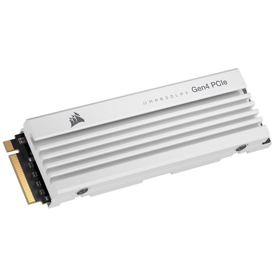 A large main feature product image of Corsair MP600 PRO LPX PCIe Gen4 NVMe M.2 SSD - 2TB (White)