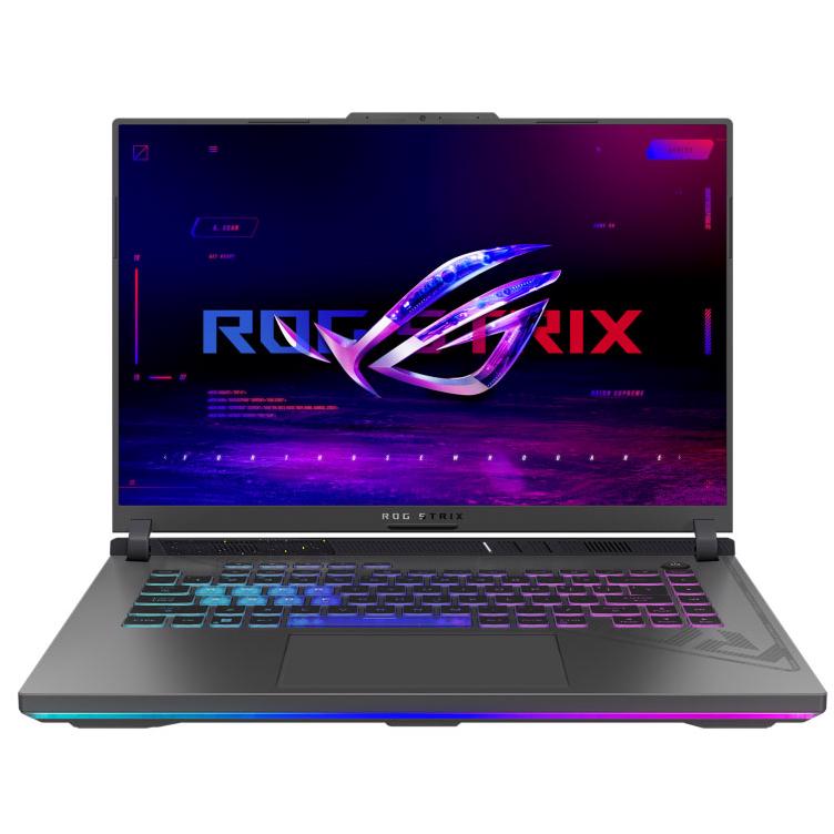 A large main feature product image of ASUS ROG Strix G16 (G614) - 16" 240Hz, 13th Gen i7, RTX 4060, 16GB/512GB - Win 11 Notebook