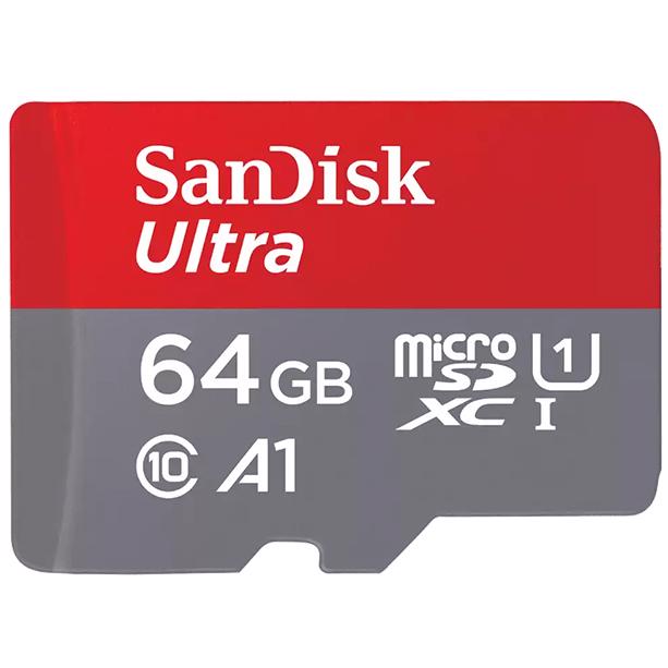 A large main feature product image of SanDisk Ultra 64GB microSDXC U1 A1 UHS-I microSD Card