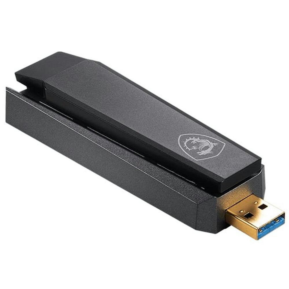 A large main feature product image of MSI GUAX18 AX1800 Dual-Band Wireless USB Adapter