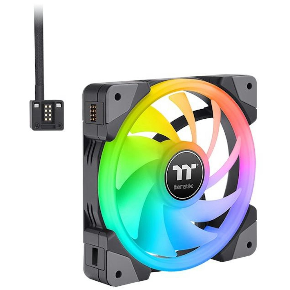 A large main feature product image of Thermaltake SWAFAN EX14 RGB 3-Pack PWM Fan 140mm - Black