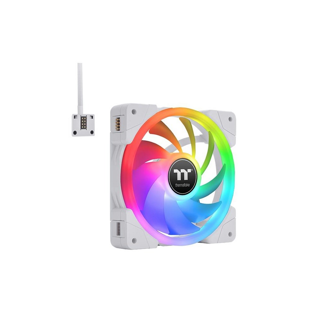 A large main feature product image of Thermaltake SWAFAN EX14 RGB 3-Pack PWM Fan 140mm - White