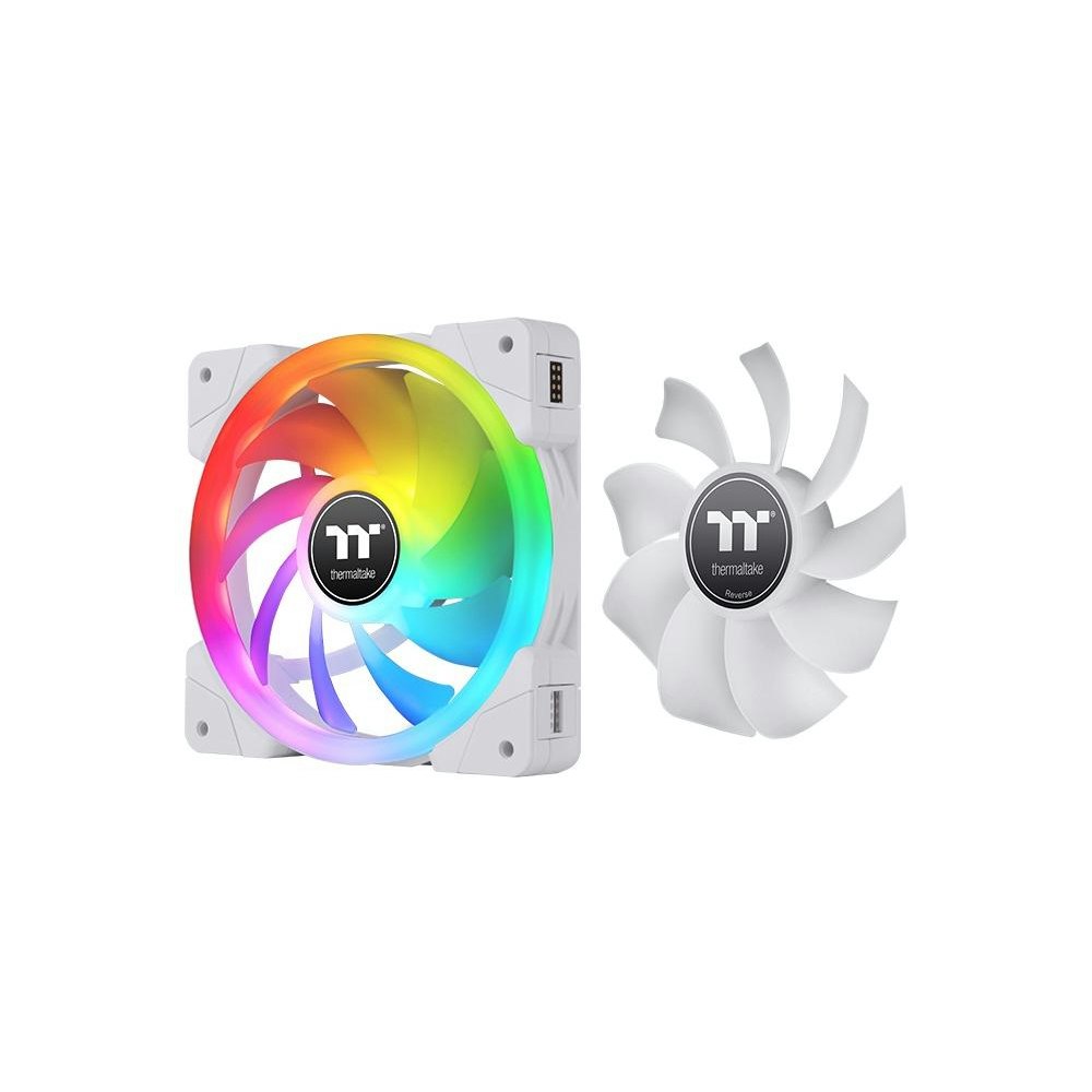 A large main feature product image of Thermaltake SWAFAN EX14 RGB 3-Pack PWM Fan 140mm - White