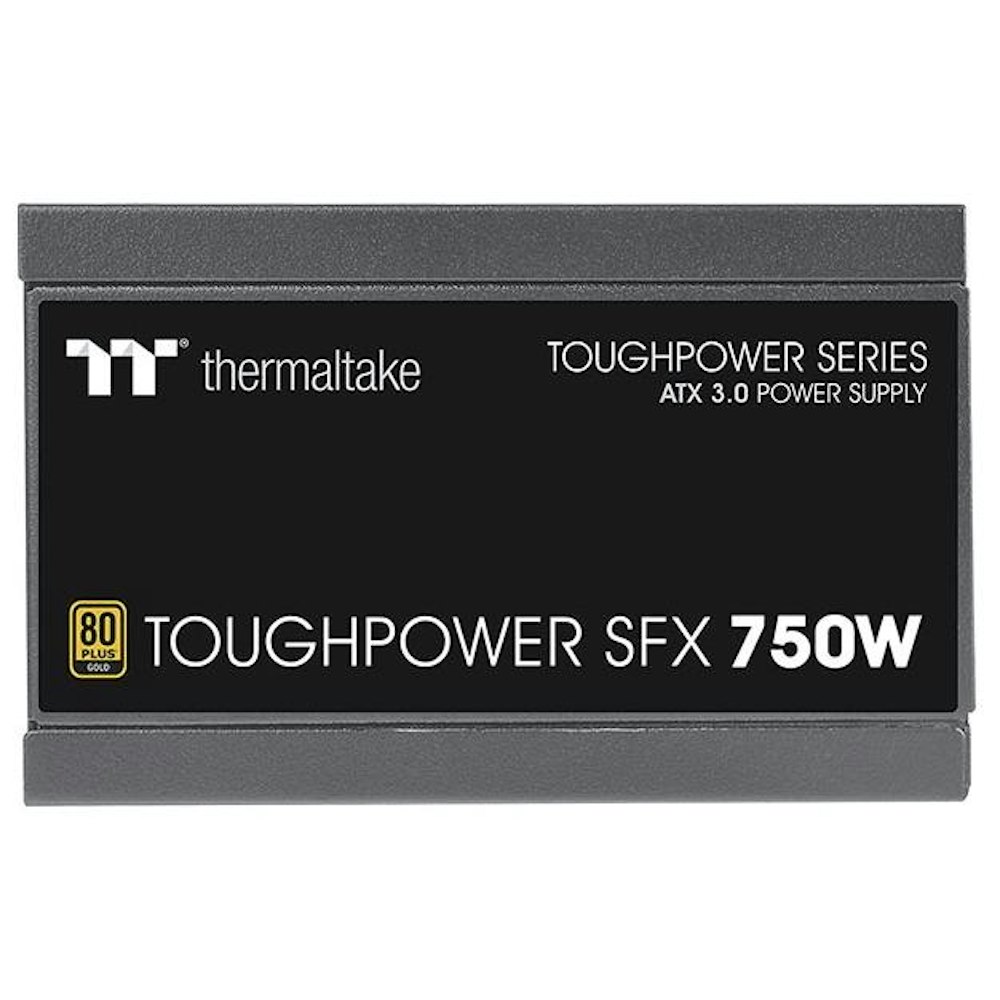 A large main feature product image of Thermaltake Toughpower SFX - 750W 80PLUS Gold PCIe 5.0 SFX Modular PSU
